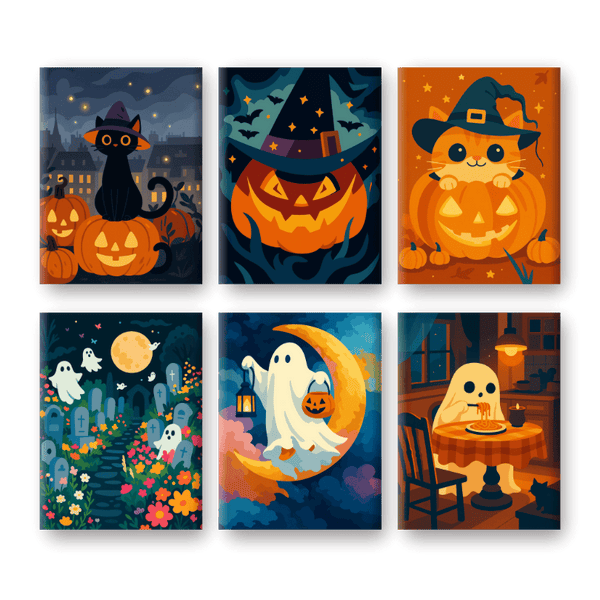 6 minimarcos - Set de Halloween aterrador-Pintar por números