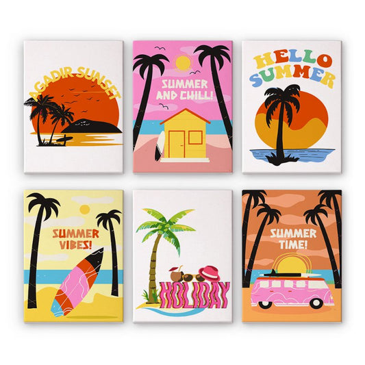 6 Mini Paintings - Summer Set-Paint by numbers
