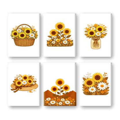 6 Mini Paintings - Sunflowers Set- Paint by Numbers