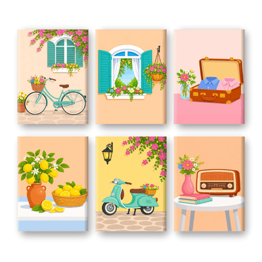 6 Mini Paintings - Sunny Italy Set- Paint by Numbers
