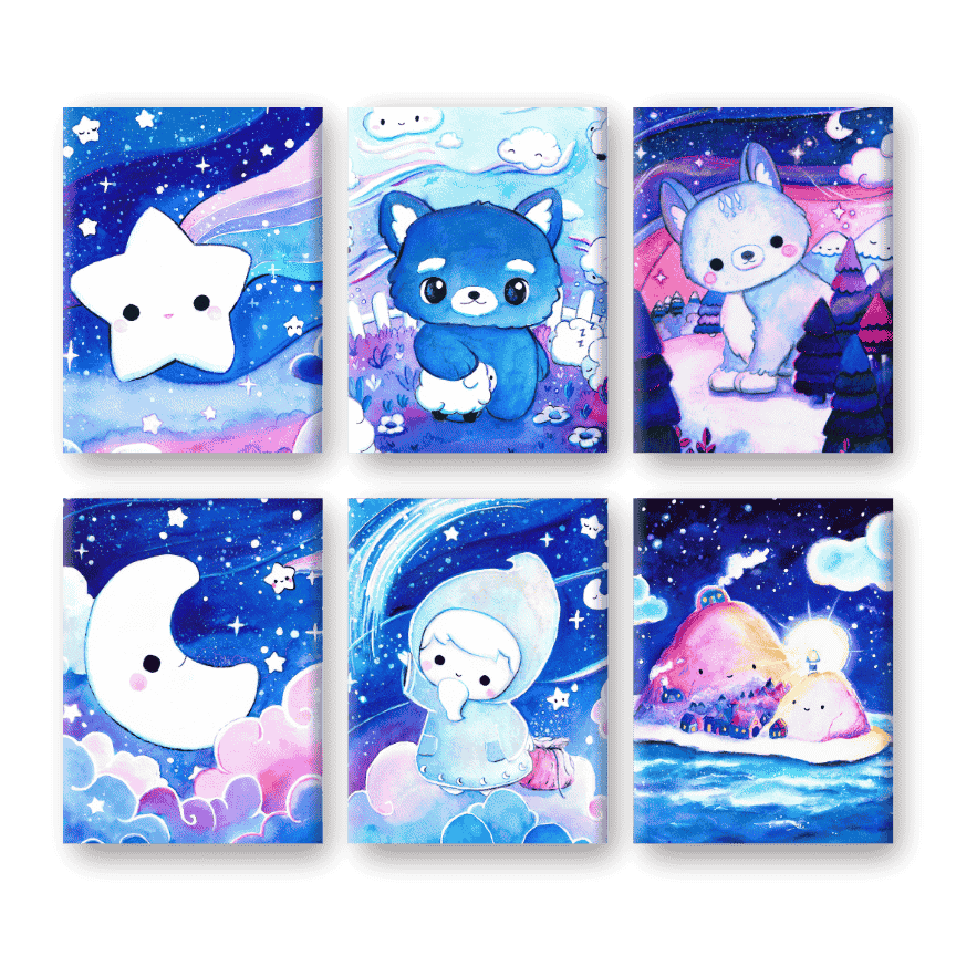 6 Mini Paintings | Sweet Dreams Set   By Tiny Tami