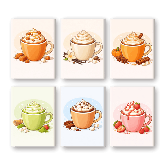 6 Mini Quadri - Set Caffè Dolce-Dipingi con i Numeri