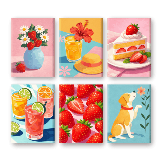 6 Mini Paintings - Sweet Summer Set- Paint by Numbers
