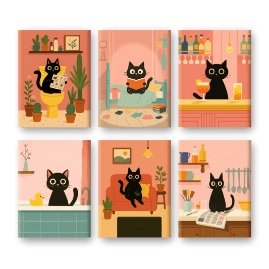 6 Mini Paintings - The Black Cat Set-Paint by numbers