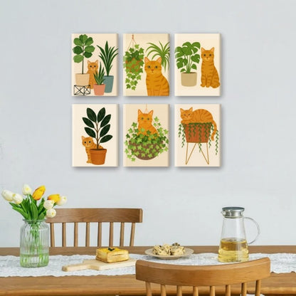 6 Mini Paintings - The Orange Cat Set