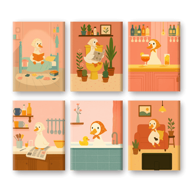 6 Mini Paintings - The White Goose Set