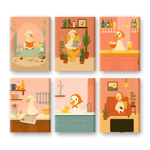 6 Mini Paintings - The White Goose Set