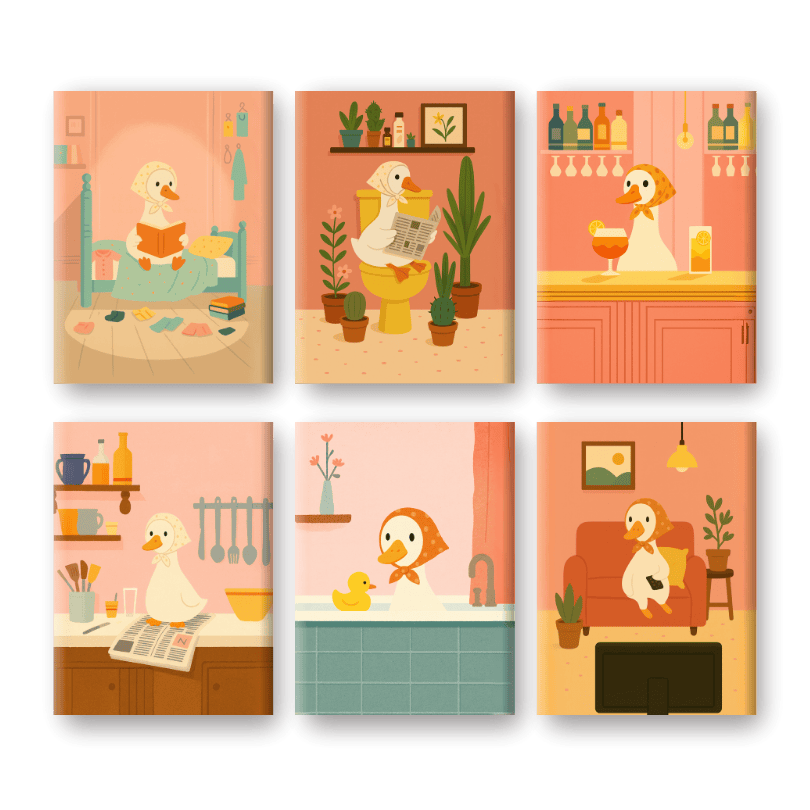 6 Mini Paintings   The White Goose Set