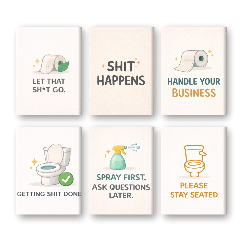 6 Mini Paintings - Toilet Quotes Set- Paint by Numbers