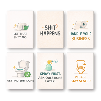 6 Mini Paintings - Toilet Quotes Set- Paint by Numbers
