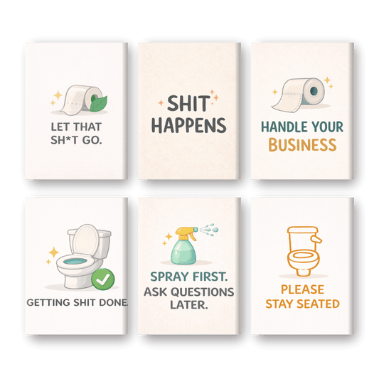 6 Mini Paintings - Toilet Quotes Set- Paint by Numbers