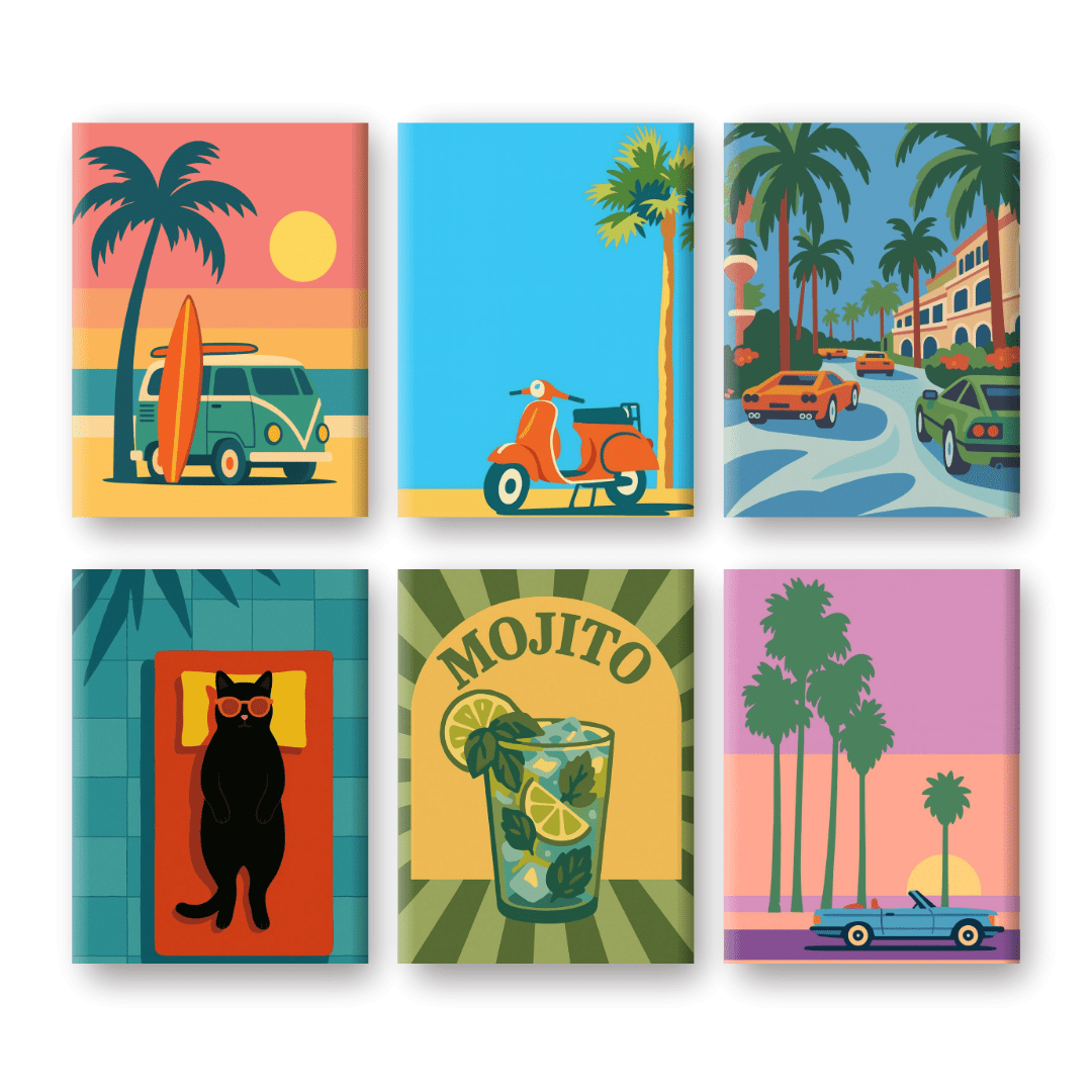 6 Mini Paintings | Tropical Retro Set- Paint by Numbers
