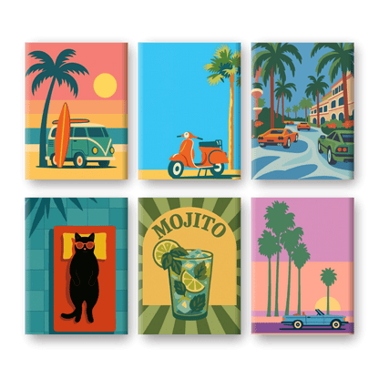 6 Mini Paintings | Tropical Retro Set- Paint by Numbers