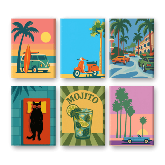 6 Mini Paintings | Tropical Retro Set- Paint by Numbers