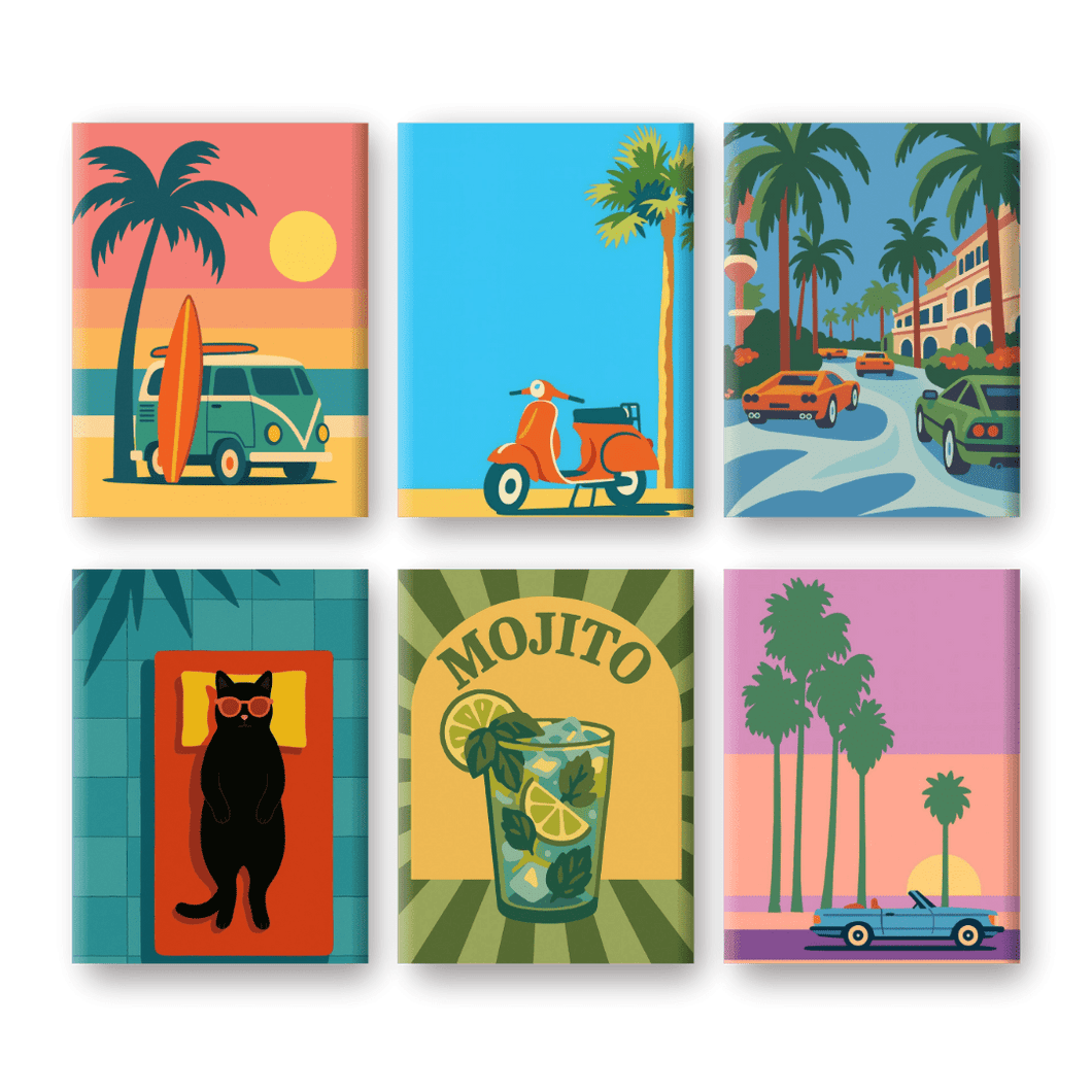 6 Mini Paintings | Tropical Retro Set Paint by numbers