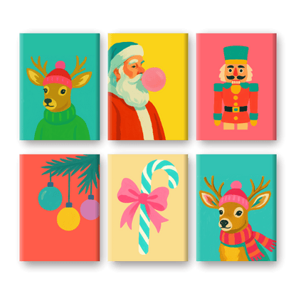 6 Mini Paintings | Vivid Christmas Set- Paint by Numbers