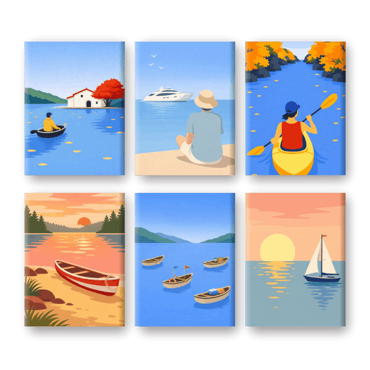 6 Mini Paintings - Water Landscapes Set- Paint by Numbers