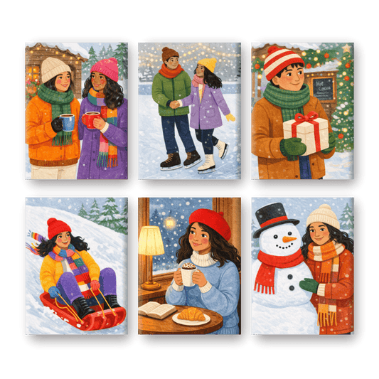 6 Mini Quadri - Set Divertimento Invernale-Dipingi con i Numeri