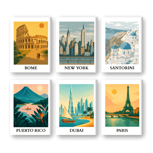6 Mini Paintings - World Trip Set-Paint by numbers