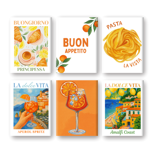 Paint by numbers - 6 Mini Paintings - Italian Buon Appetito set