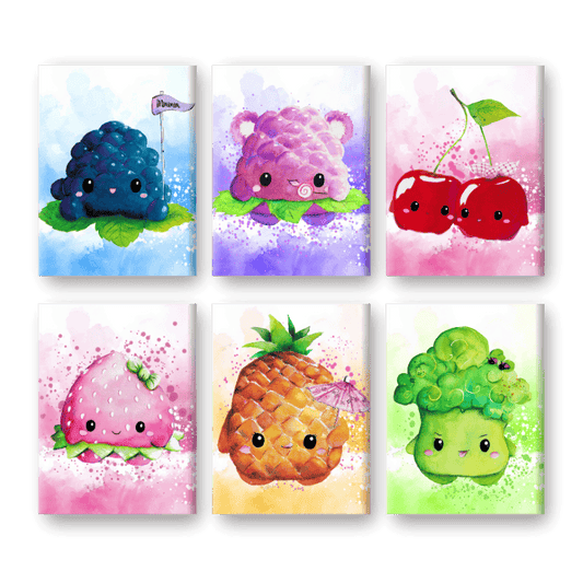 6 Mini Paintings | Kawaii Foods Set - By Tiny Tami-Paint by numbers