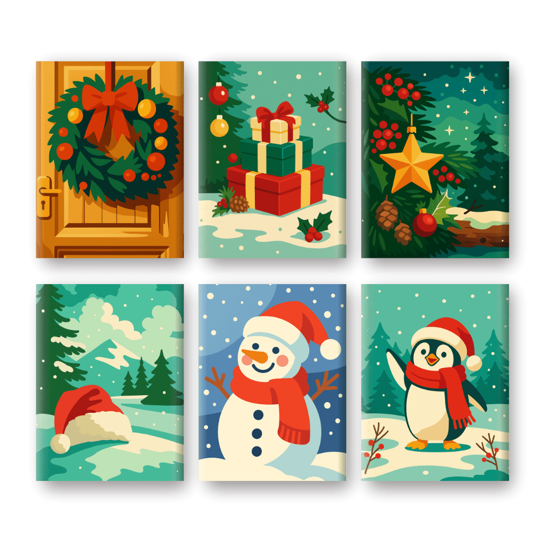 6 Mini Paintings | Snowy Christmas Set- Paint by Numbers