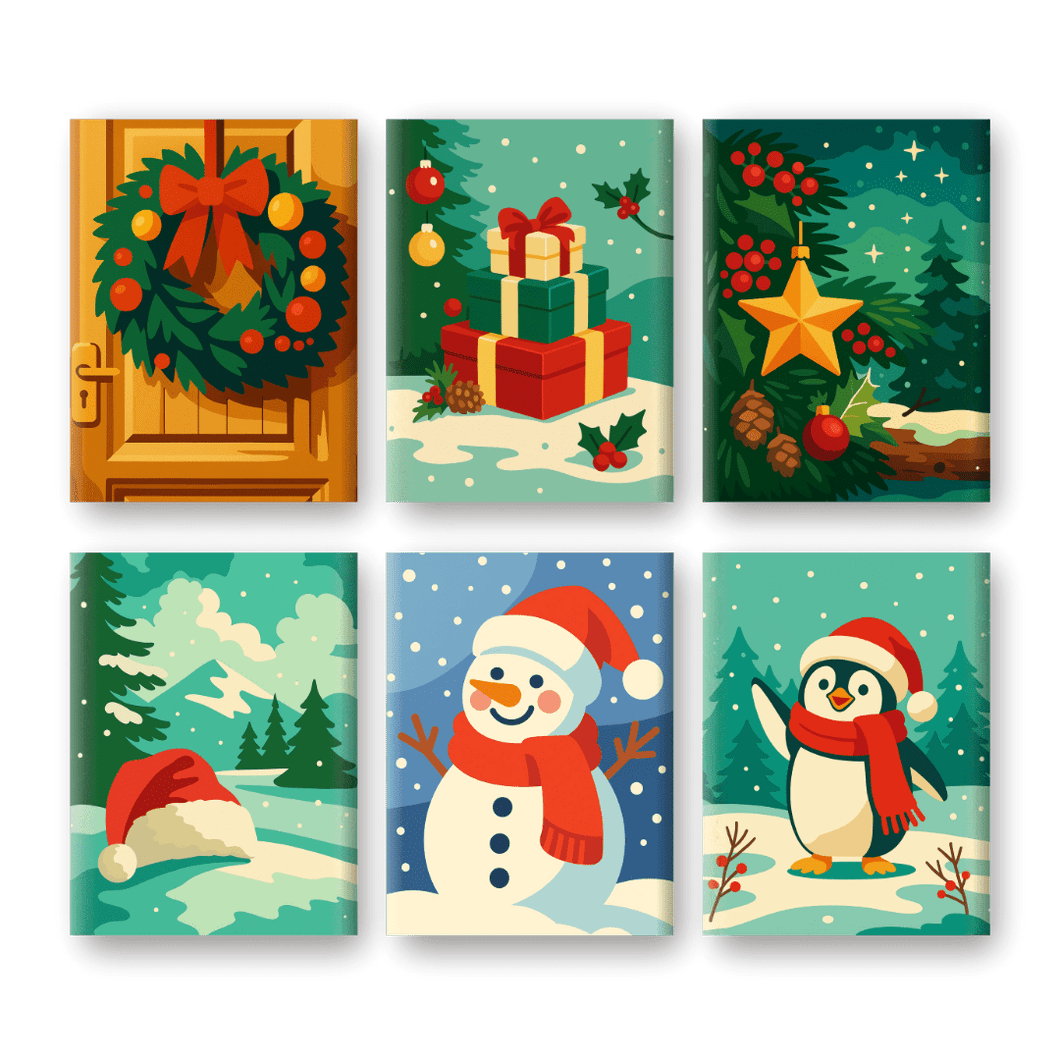 6 Mini Paintings | Snowy Christmas Set Paint by numbers
