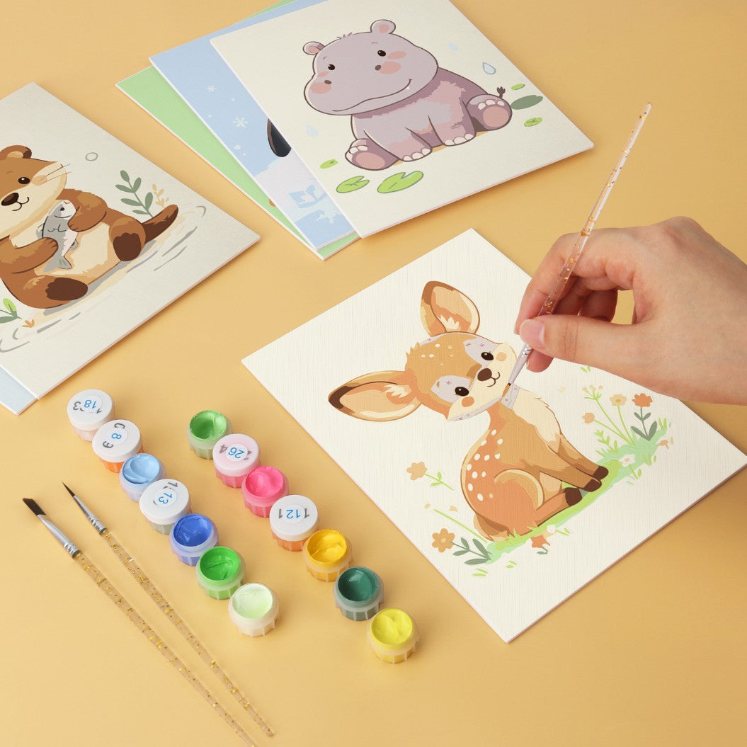 6 Wooden Board Mini Paintings – Baby Animal Friends