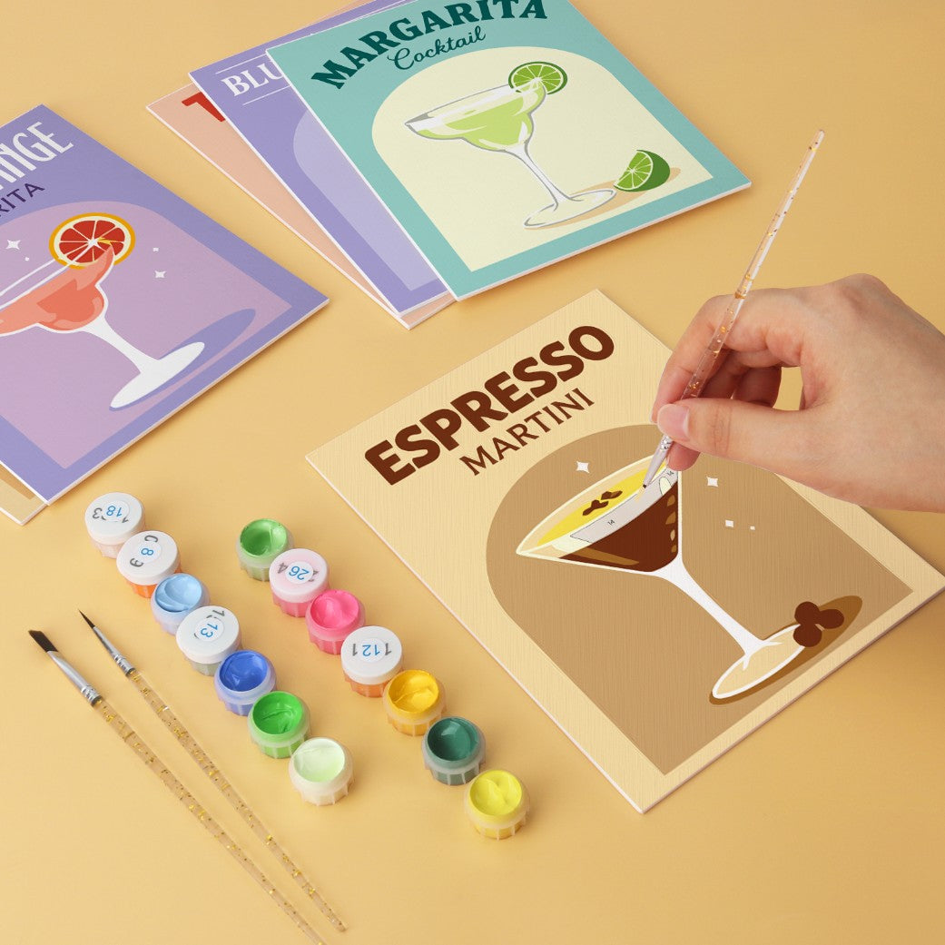 6 Wooden Board Mini Paintings – Colorful Cocktails