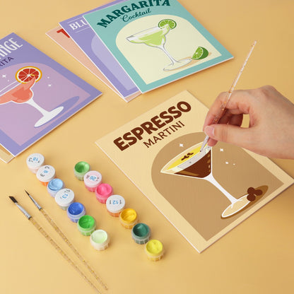 6 Wooden Board Mini Paintings – Colorful Cocktails