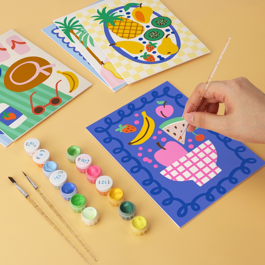 6 Wooden Board Mini Paintings – Bold Tropical Vacay