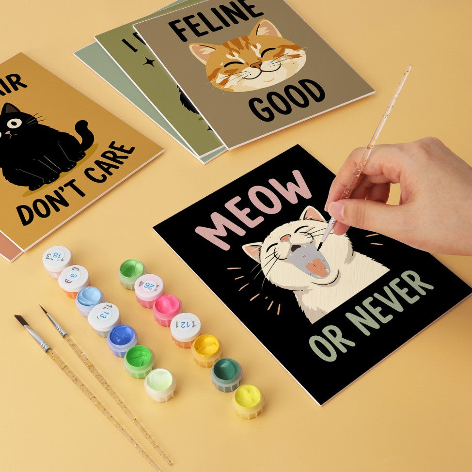 6 Wooden Board Mini Paintings – Cattitude Quotes