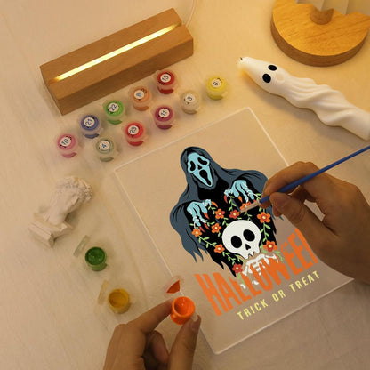 Paint by Number Halloween Lamp - Haunted Skull Halloween