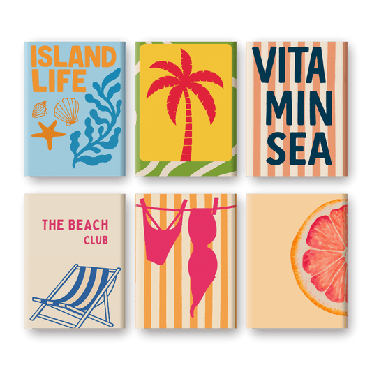 6 Mini Quadri - Set Vita dell'Isola-Dipingi con i Numeri