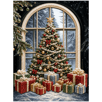Beautiful Christmas Tree - Premium Pearl Diamond Art