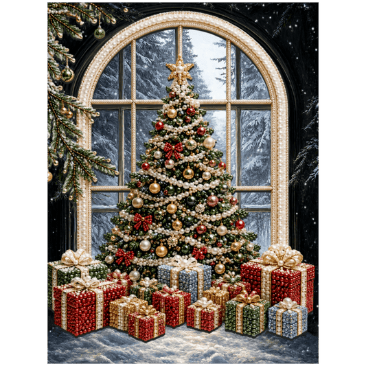 Beautiful Christmas Tree - Premium Pearl Diamond Art