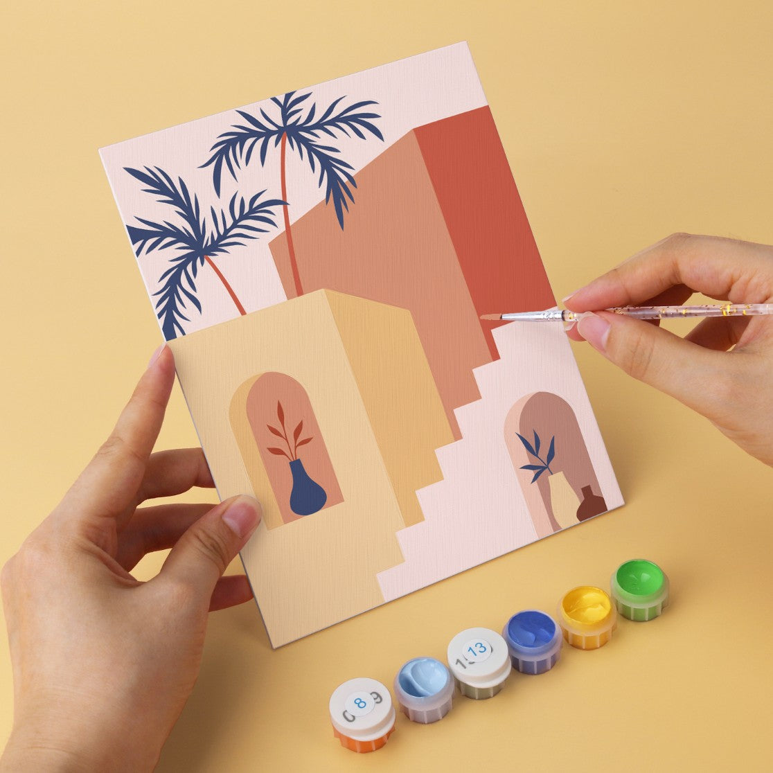 6 Wooden Board Mini Paintings – Desert Doorways