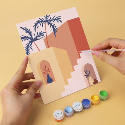 6 Wooden Board Mini Paintings – Desert Doorways