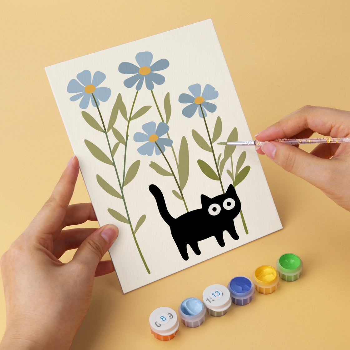 6 Wooden Board Mini Paintings – Cats Among Plants