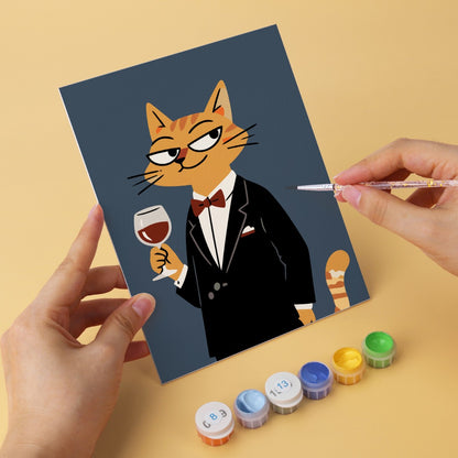 6 Wooden Board Mini Paintings – Fashionable Felines