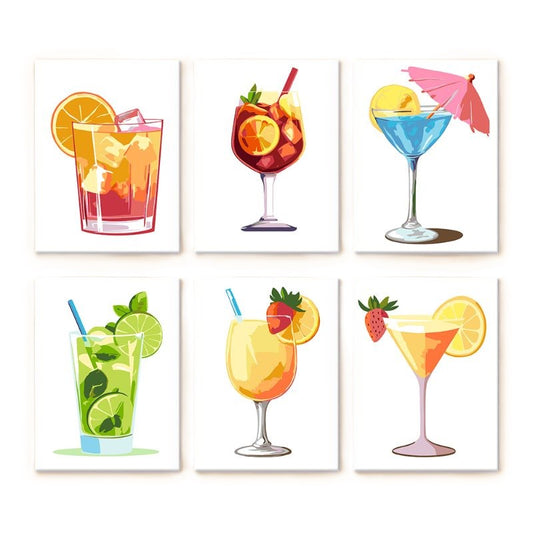 6 Mini Paintings - Summer Cocktail Set-Paint by numbers