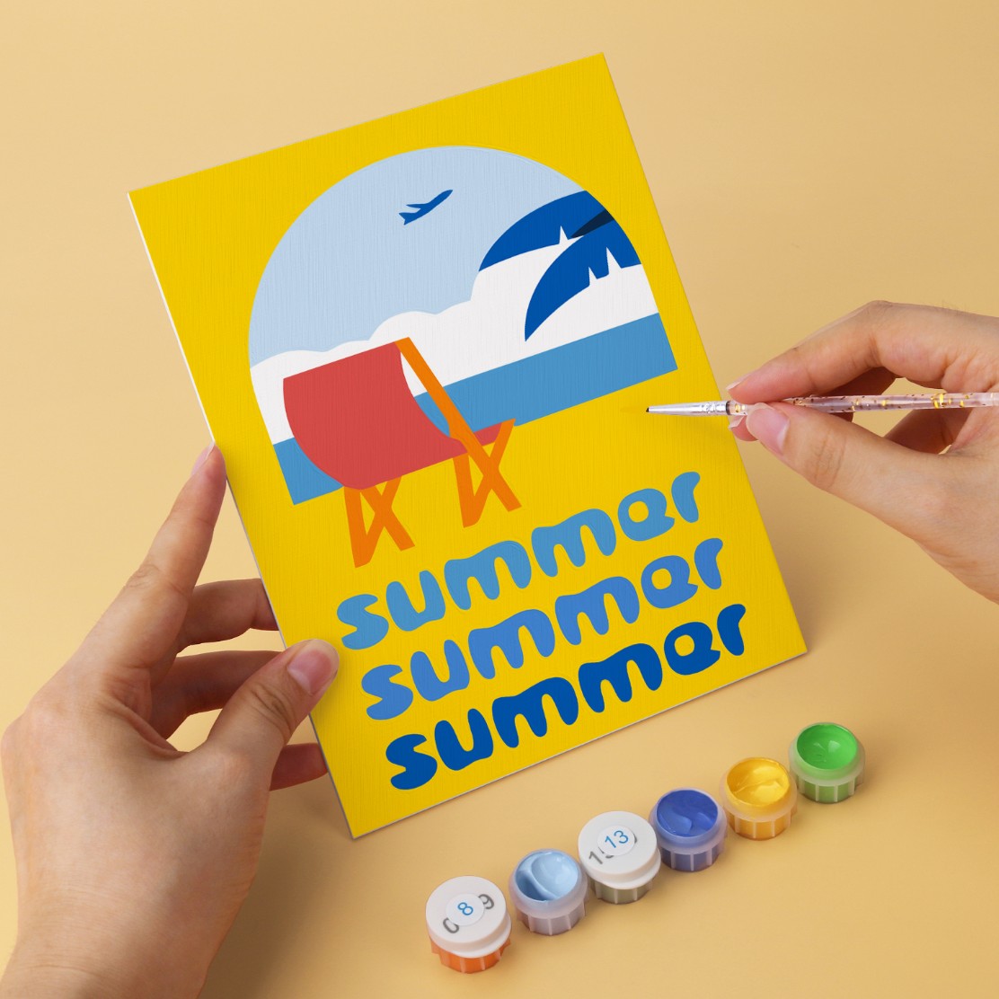6 Wooden Board Mini Paintings – Summer Sunset Story