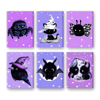 6 Mini Paintings | Sweet Gothic Creatures - By Tiny Tami-Paint by numbers
