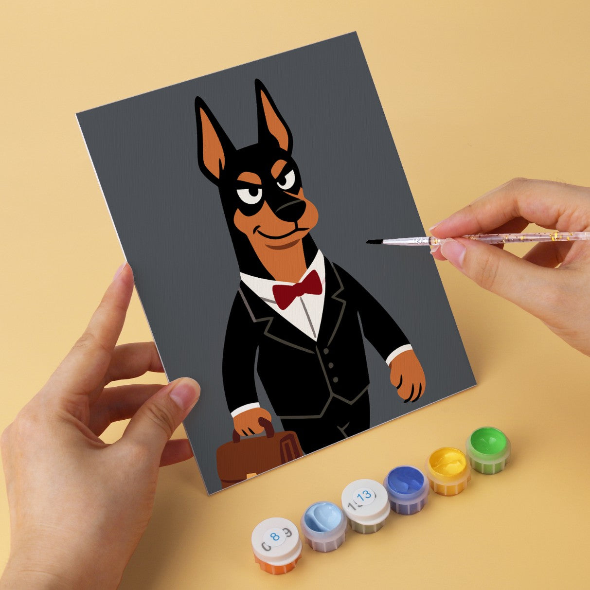 6 Wooden Board Mini Paintings – Dapper Dogs