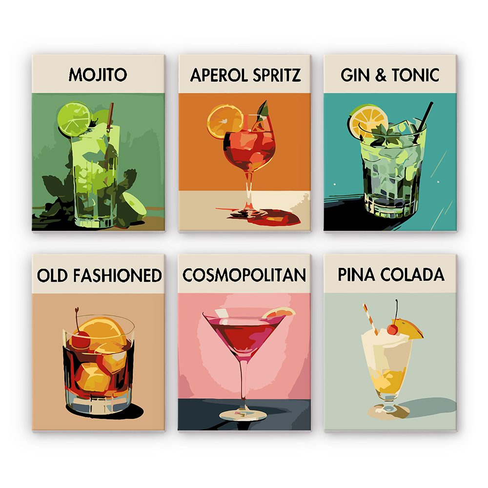 Paint by numbers   6 Mini Paintings   Cocktail Deluxe Set