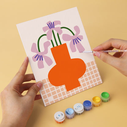 6 Wooden Board Mini Paintings – Vase Full of Blooms