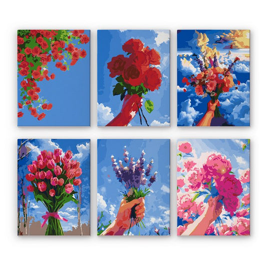 6 Mini Paintings - Bouquets in the Sky Set-Paint by numbers