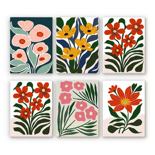 6 Mini Paintings - Gorgeous Flower Set-Paint by numbers