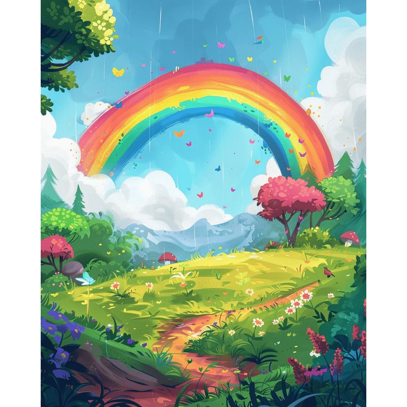 Rainbow in the forest | Paint by Numbers-Paint by numbers