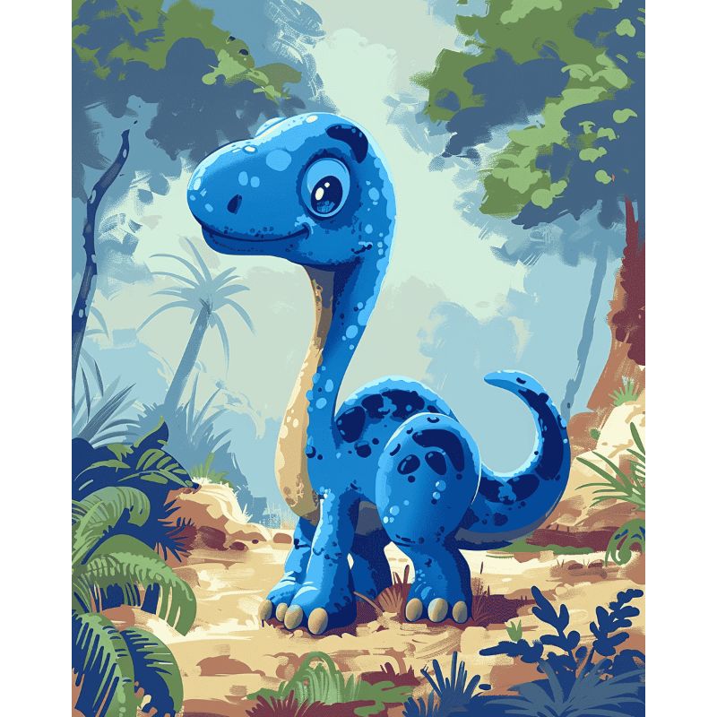 Blue Dinosaur | Paint by Numbers-Paint by numbers
